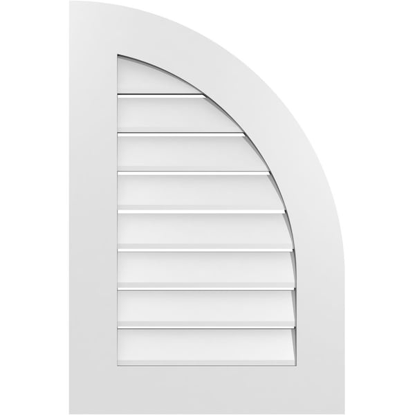 Ekena Millwork Quarter Round Top Right Surface Mount PVC Gable Vent w/ 3-1/2"W x 1"P Standard Frame, 20"W x 30"H GVPQR20X3001SF - main